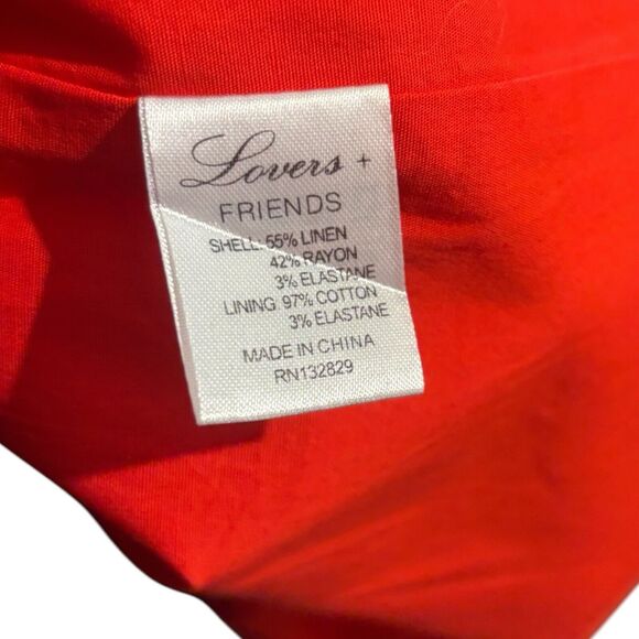 Lovers + Friends Wendy Mini Dress Size S Revolve Red Cocktail Linen Blend Sexy - Picture 8 of 9